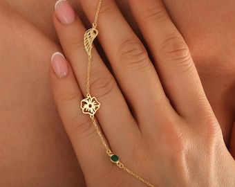 14k Gold Angel Wing Necklace: Birthstone Memorial Gift