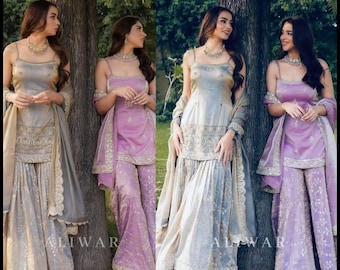 Beautiful Pakistani Embroidered Kurta Sharara Designer Dupatta Readymade 3 piece Salwar Kameez For Women eid partywear shalwar suit Punjabi