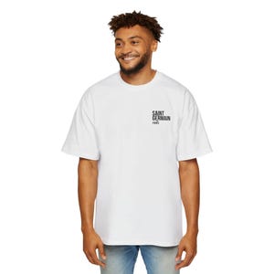 Saint Germain Oversized Heavyweight T-Shirt | Minimal Streetwear Tee, Boxy Drop Shoulder, Neutral Colors | MONOCHROME