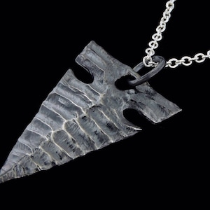 Large Sterling Silver Black Oxidized Obsodian Style Arrowhead Pendant or Necklace (Optional Chain)