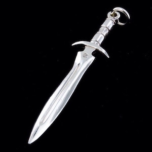 Handmade Sterling Silver Waisted Blade Sword Pendant or Necklace (optional chain)