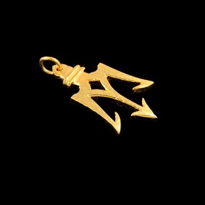 May include: A gold-colored trident pendant charm. The trident is a three-pronged spear, a symbol of power and strength.