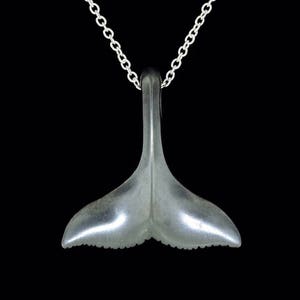 Large Sterling Silver Satin Finish Black Oxidized Whale Tail Pendant or Necklace (Optional Chain)
