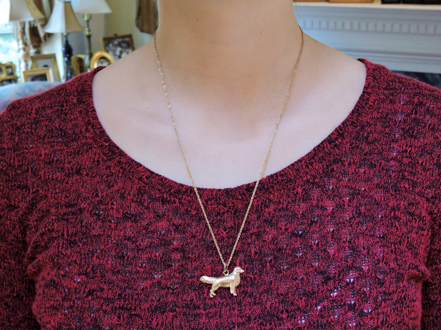14k Yellow Gold Golden Retriever Pendant or Necklace optional - Etsy
