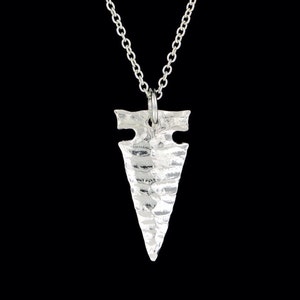 Small Sterling Silver Obsidian Style Arrowhead Pendant or Necklace (Optional Chain)