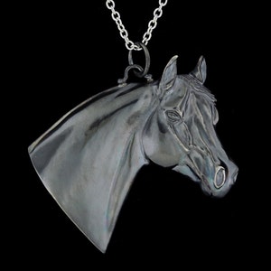 Oxidized Sterling Silver Arabian Horse Pendant Necklace (Optional Chain)