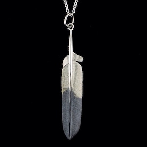 Sterling Silver Oxidized Eagle Feather Pendant or Necklace  (Optional Chain)