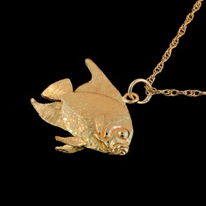 Solid 14k Yellow Gold 3 Dimensional Angelfish Pendant or Necklace ...