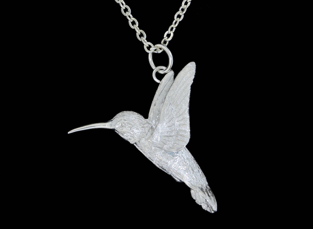 Small Sterling Silver Hummingbird Pendant or Necklace optional Chain Etsy