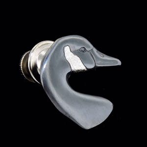 Oxidized Sterling Silver Canada Goose Head Tie Tack or Pin