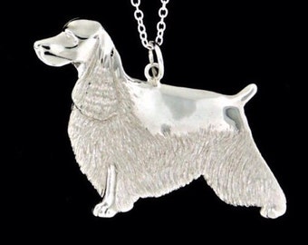 Large Sterling Silver English Cocker Spaniel Pendant or Necklace (Optional Chain)