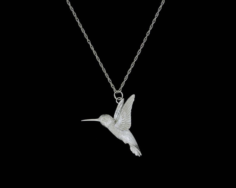 Small 14k White Gold Hummingbird Pendant or Necklace optional - Etsy