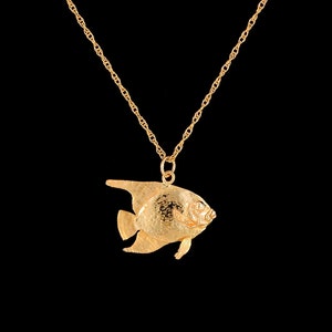 Solid 14k Yellow Gold 3 Dimensional Angelfish Pendant or Necklace ...