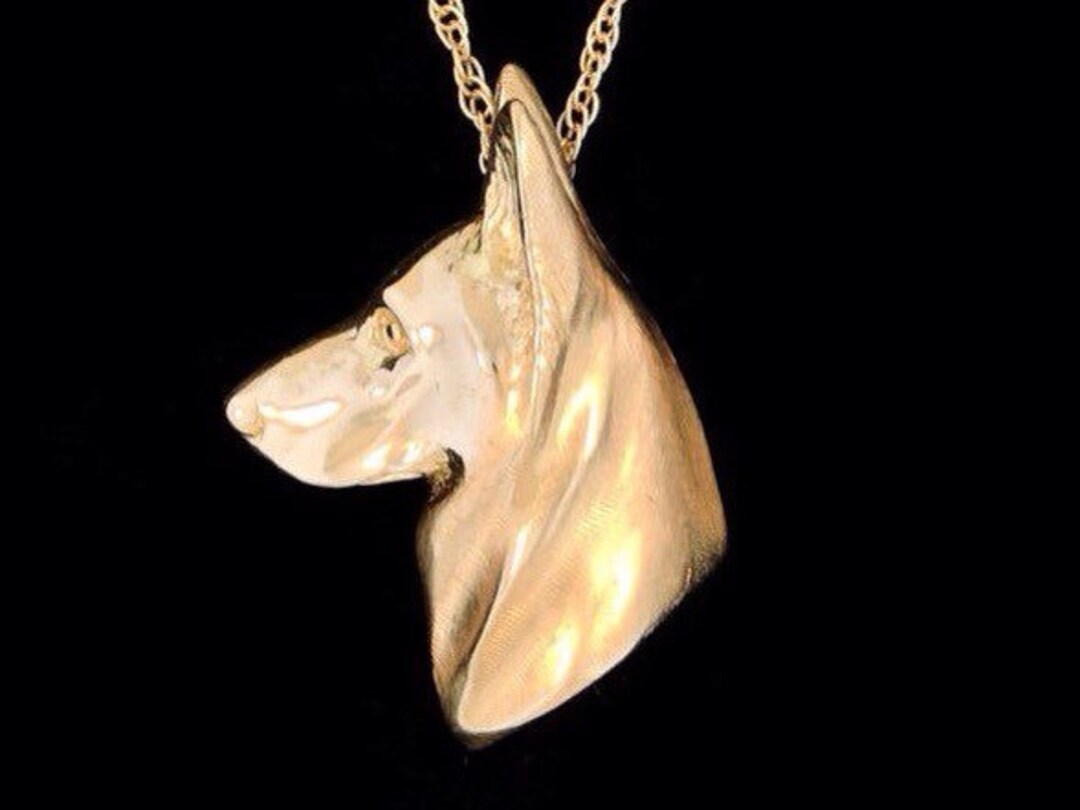14k Yellow Gold German Shepherd Head Study Pendant (optional