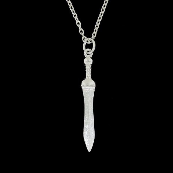 Small Sterling Silver Roman Gladius Sword Pendant or Necklace (Optional Chain)