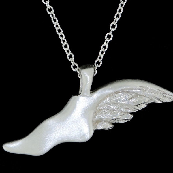 Sterling Silver Mercury's Winged Foot Pendant or Necklace (Optional Chain)