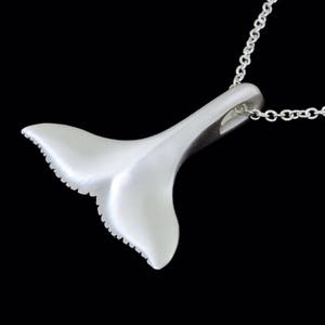 Large Sterling Silver Satin Finish Whale Tail Pendant or Necklace (Optional Chain)