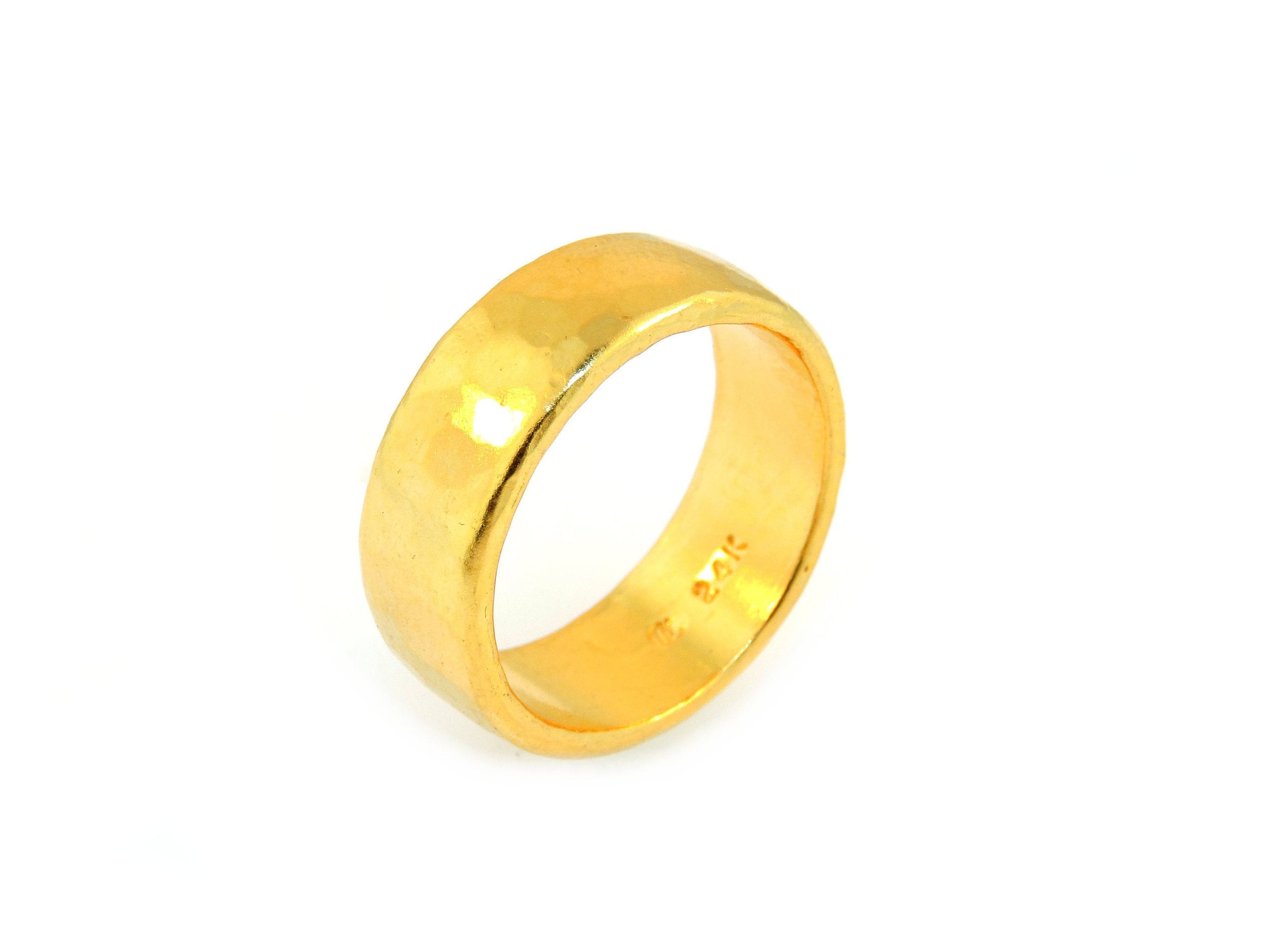 24K Pure Gold 1/2 Ounce Hammered Finish Ring (Made to Order)