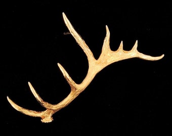 Large 14k Yellow Gold Palmated ElkAntler Pendnat or Pin