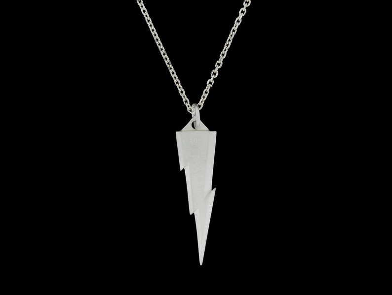 Medium Sterling Silver Lightning Bolt Pendant or Necklace Etsy