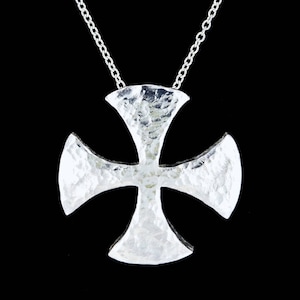 Solid Sterling Silver Pectoral Cross Necklace