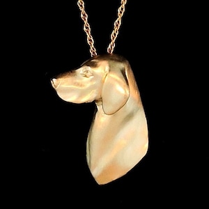 14k Yellow Gold German Shorthaired Pointer Head Study Pendant (Optional Chain)