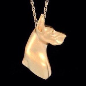 14k Yellow Gold American Great Dane Necklace (Optional Chain)