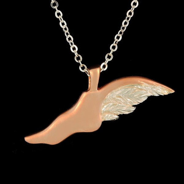 Sterling Silver with 18k Rose Gold plated Accent Hermes Flying Shoe Pendant or Necklace (Optional Chain)