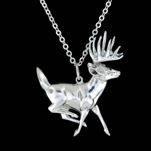 14k Yellow Gold Running White Tail Deer Buck Pendant or