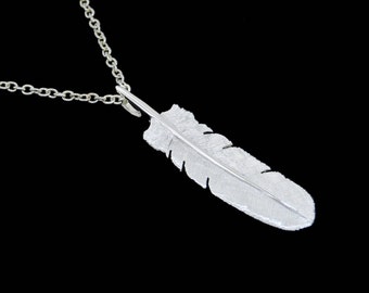 Sterling Silver Hawk Tail Feather Pendant or Necklace (Optional Chain)