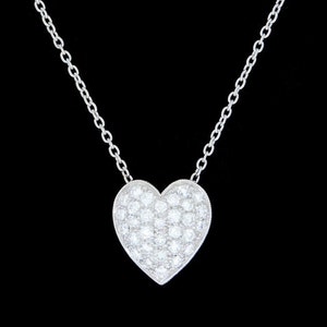 Platinum and VS F+ Diamond Pave Heart Necklace (Made to Order)