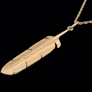 14k Yellow Gold Bald Eagle or Golden Eagle Feather Pendant or Necklace (Optional Chain)