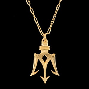 Large 14k Yellow Gold Poseidon's Trident Pendant or Necklace (Optional Chain) image 2