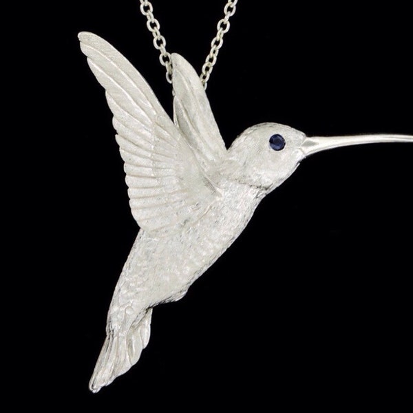 Colgante De Colibrí Plata De Ley Dew | Diseño Elegante | Regalo Para Ella | Aniversario, Cumpleaños