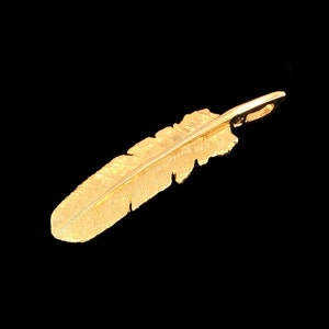 24k Pure Yellow Gold Hawk Feather Pendant