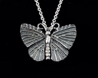 Oxidized Sterling Silver Butterfly Pendant or Necklace (Optional Chain)