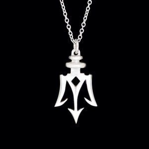 Small Sterling Silver Satin Finish Poseidon&#39;s Trident pendant or Necklace (Optional Chain)