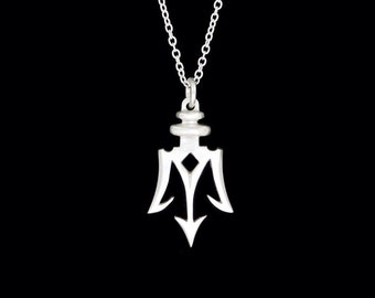 Small Sterling Silver Satin Finish Poseidon's Trident pendant or Necklace (Optional Chain)