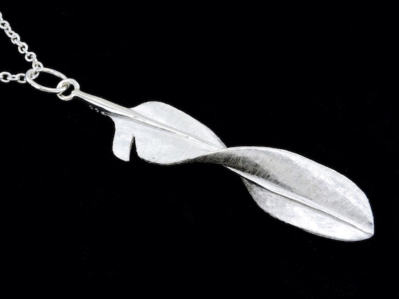Twisted Cork Screw Sterling Silver Eagle Feather Pendant or Necklace (Optional Chain)