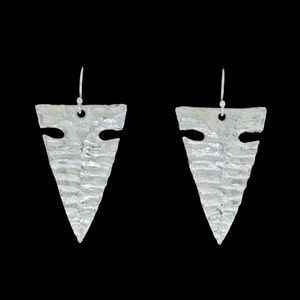 Large Sterling Silver Obsidian Style Arrowhead Earrings