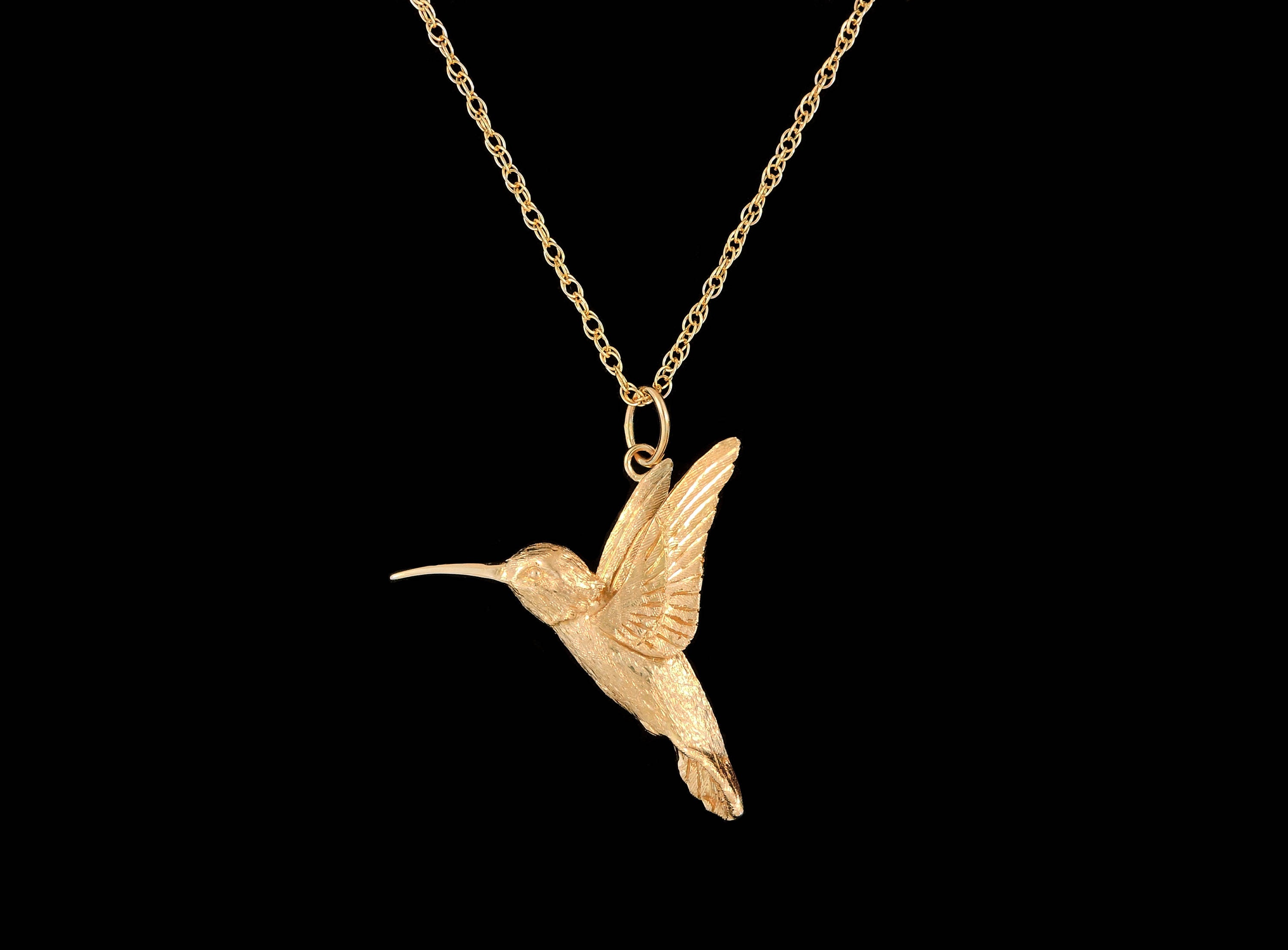 Small 14k Yellow Gold Hummingbird Pendant or Necklace optional Chain - Etsy Small 14k Yellow Gold Hummingbird Pendant or Necklace optional Chain - Etsy