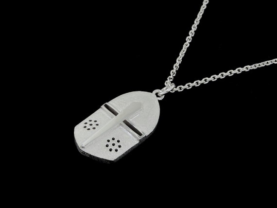 Medium Sterling Silver Crusader Helmet Pendant or Necklace (Optional Chain)