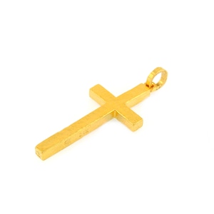 Pure 24k Gold Classic Rugged Cross Pendant