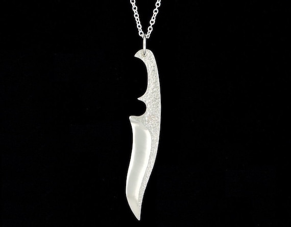 Sterling Silver Skinner Knife Pendant or Necklace (Optional Chain)