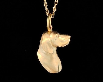 14k Yellow Gold German Shorthaired Pointer Pendant or Necklace (Optional Chain)