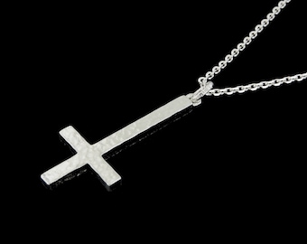 Sterling Silver Solid inverted Petrine (Cross of Peter) Pendant or Necklace (Optional Chain)