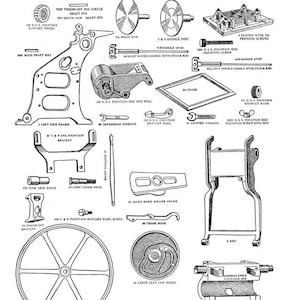 Ristampa di C&P Chandler e Price letterpress parts list e oleing chart circa 1920
