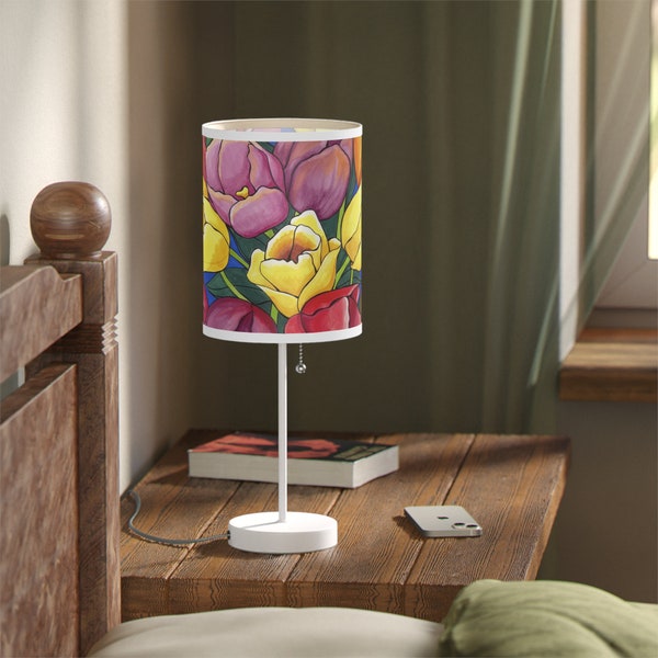 Lamp on a Stand, US|CA plug "Joy of Spring" by Carolyn Stich