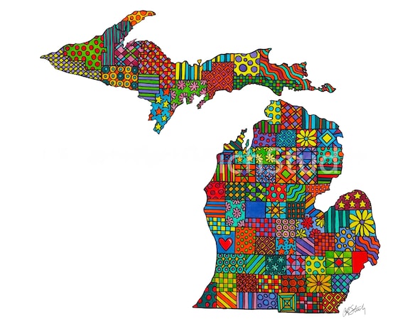 Michigan Matted Print and Greeting Card by Carolyn Stich | Etsy