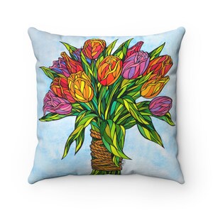Spun Polyester Square Pillow &quot;United As One&quot; By Carolyn Stich Studio